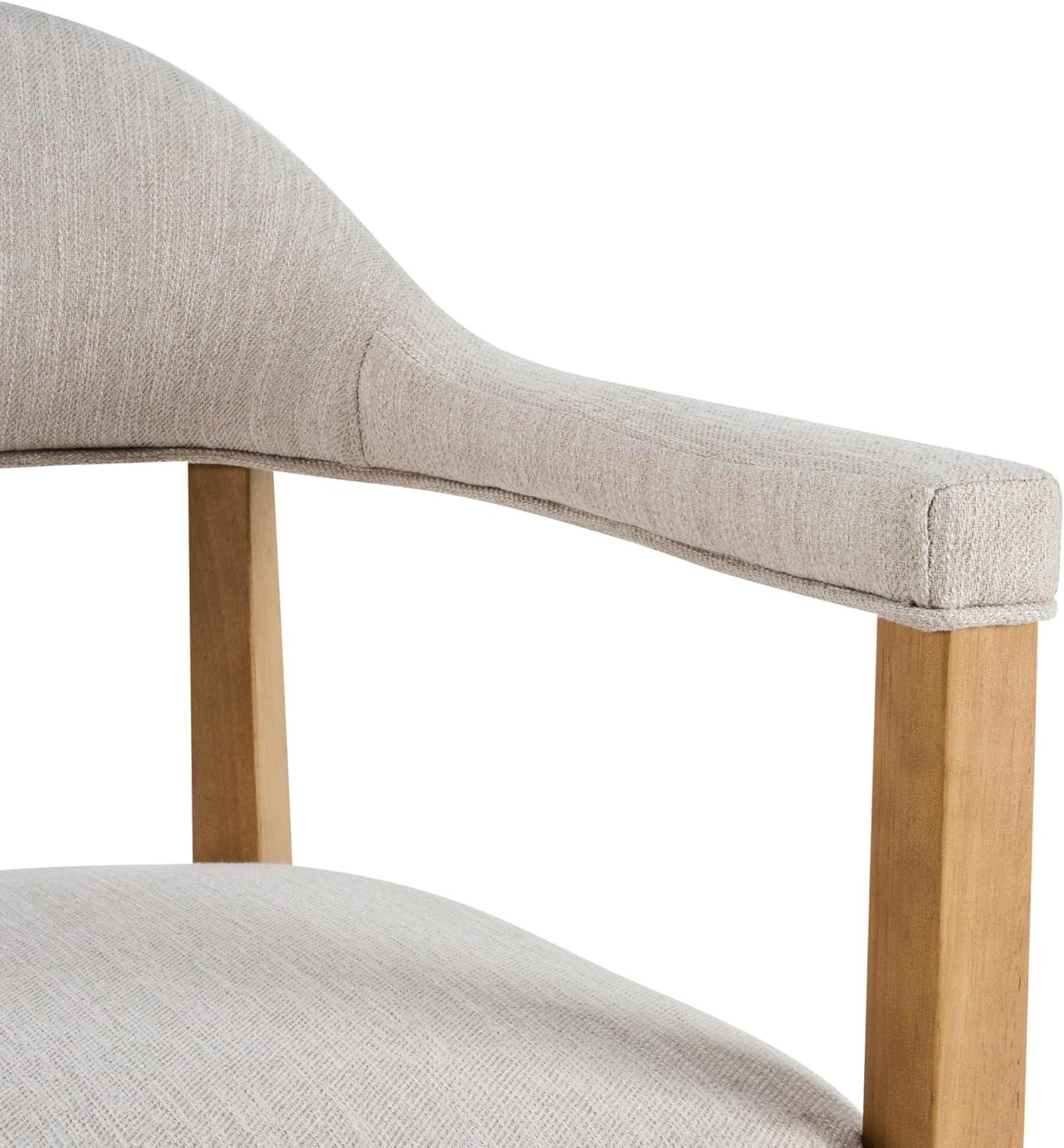 image:imageChristopher Knight Home Moren Upholstered Dining Chairs Set of 2 Sturdy Rubberwood Dining Chair with Armrest Kitchen Chairs with Comfy Curved Backrest Extra Seat for Dining Room Beige WalnutBeige Natural
