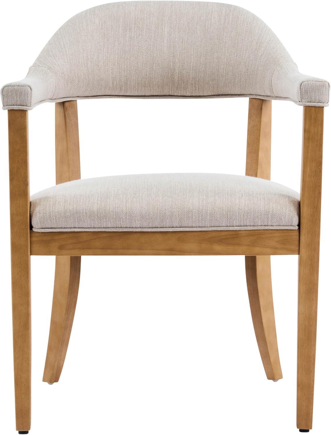 image:imageChristopher Knight Home Moren Upholstered Dining Chairs Set of 2 Sturdy Rubberwood Dining Chair with Armrest Kitchen Chairs with Comfy Curved Backrest Extra Seat for Dining Room Beige WalnutBeige Natural