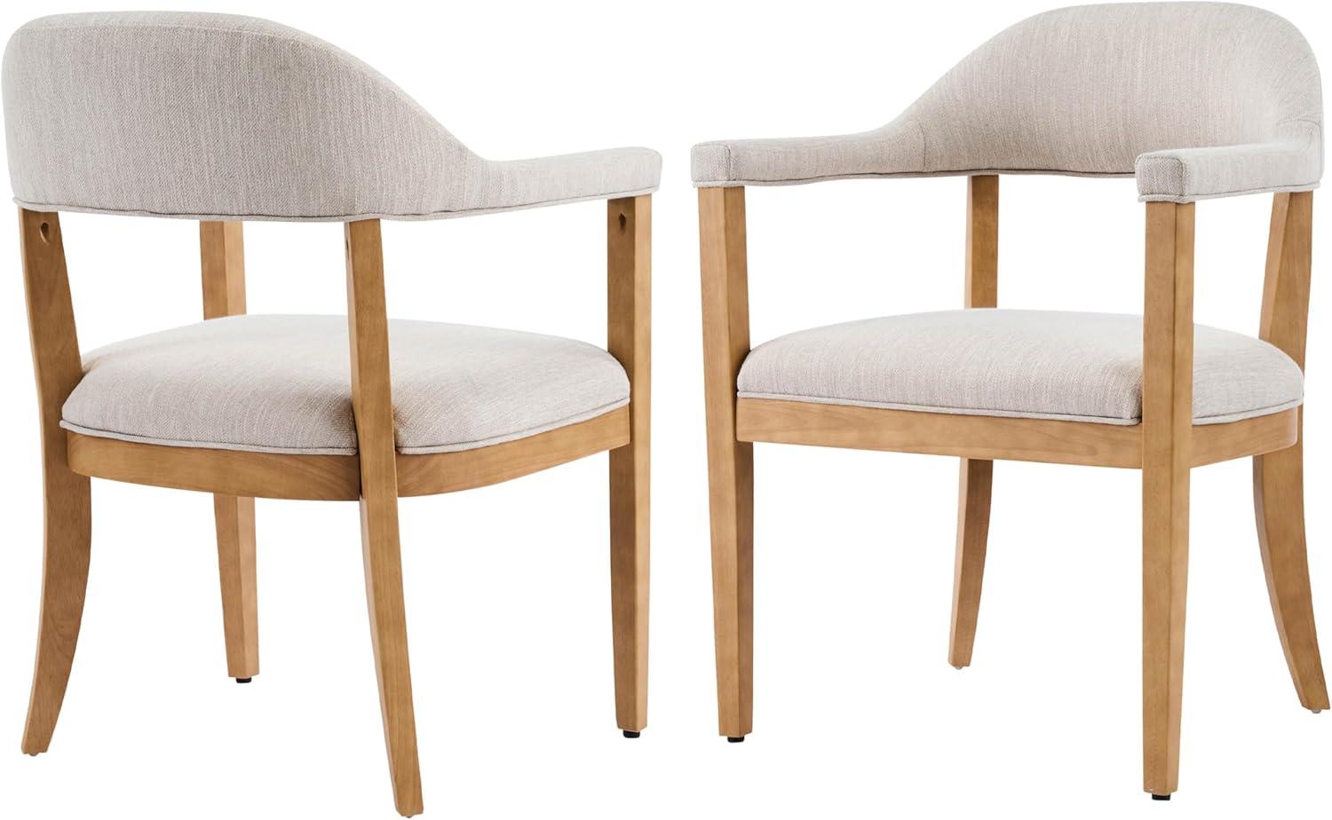image:imageChristopher Knight Home Moren Upholstered Dining Chairs Set of 2 Sturdy Rubberwood Dining Chair with Armrest Kitchen Chairs with Comfy Curved Backrest Extra Seat for Dining Room Beige WalnutBeige Natural