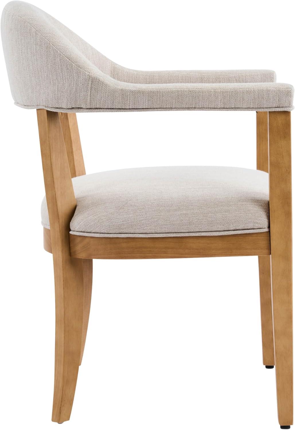 image:imageChristopher Knight Home Moren Upholstered Dining Chairs Set of 2 Sturdy Rubberwood Dining Chair with Armrest Kitchen Chairs with Comfy Curved Backrest Extra Seat for Dining Room Beige WalnutBeige Natural