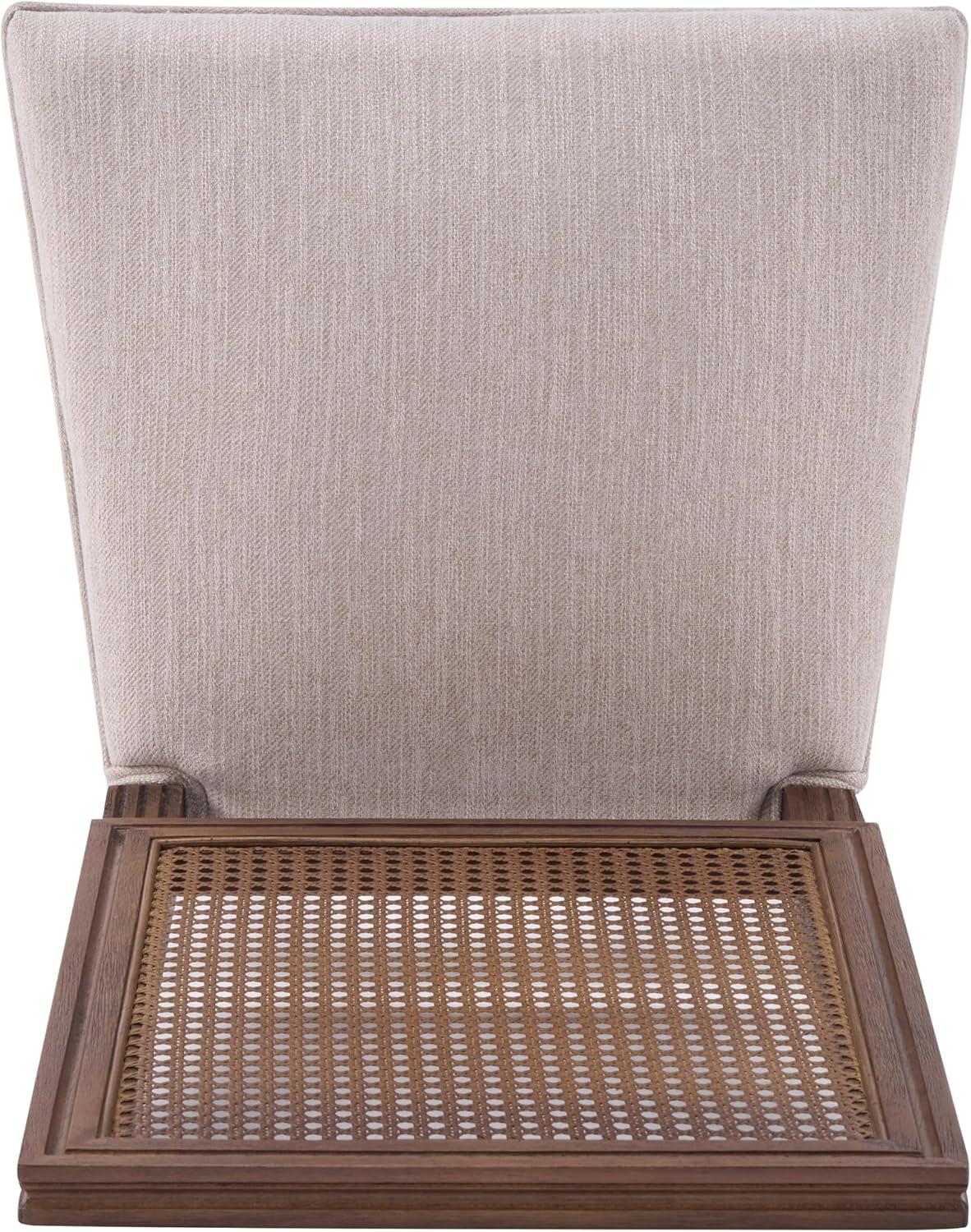image:imageChristopher Knight Home Powell French Country Indoor Dining Chairs Set of 2 Wooden Dining Room Chair with Cane Backrest High Back Kitchen Seat Fabric Upholstered Armless Chair BeigeWalnutBeigewalnut