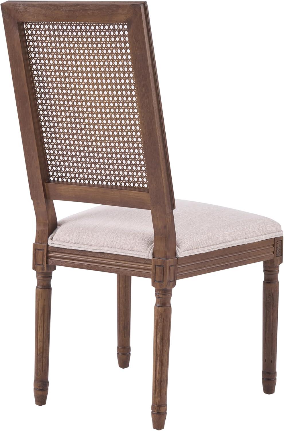 image:imageChristopher Knight Home Powell French Country Indoor Dining Chairs Set of 2 Wooden Dining Room Chair with Cane Backrest High Back Kitchen Seat Fabric Upholstered Armless Chair BeigeWalnutBeigewalnut