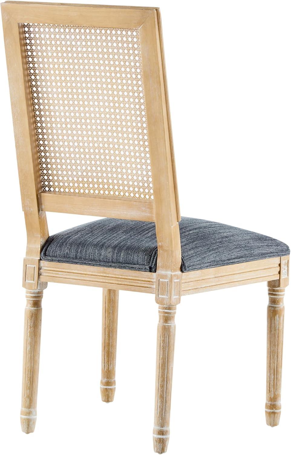 image:imageChristopher Knight Home Powell French Country Indoor Dining Chairs Set of 2 Wooden Dining Room Chair with Cane Backrest High Back Kitchen Seat Fabric Upholstered Armless Chair BeigeWalnutBlue Grey