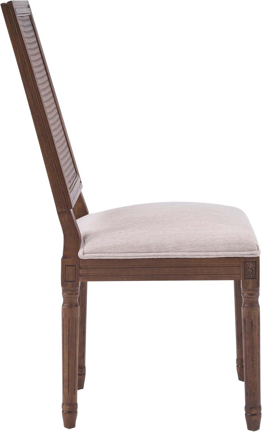 image:imageChristopher Knight Home Powell French Country Indoor Dining Chairs Set of 4 Wooden Dining Room Chair with Cane Backrest High Back Kitchen Seat Fabric Upholstered Armless Chair BeigeWalnut