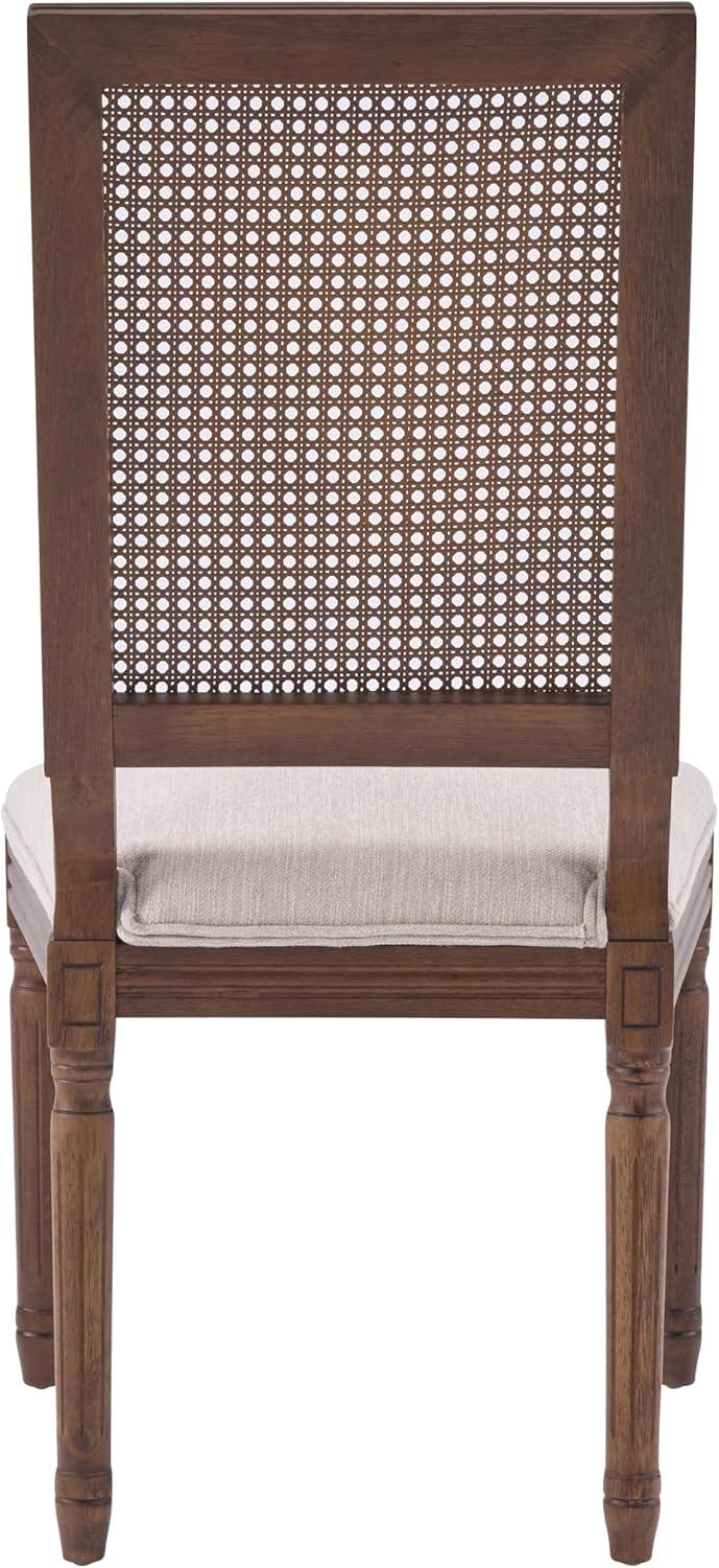 image:imageChristopher Knight Home Powell French Country Indoor Dining Chairs Set of 4 Wooden Dining Room Chair with Cane Backrest High Back Kitchen Seat Fabric Upholstered Armless Chair BeigeWalnut