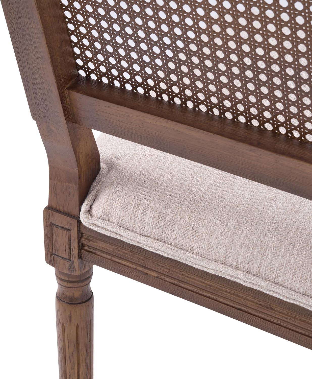 image:imageChristopher Knight Home Powell French Country Indoor Dining Chairs Set of 4 Wooden Dining Room Chair with Cane Backrest High Back Kitchen Seat Fabric Upholstered Armless Chair BeigeWalnut