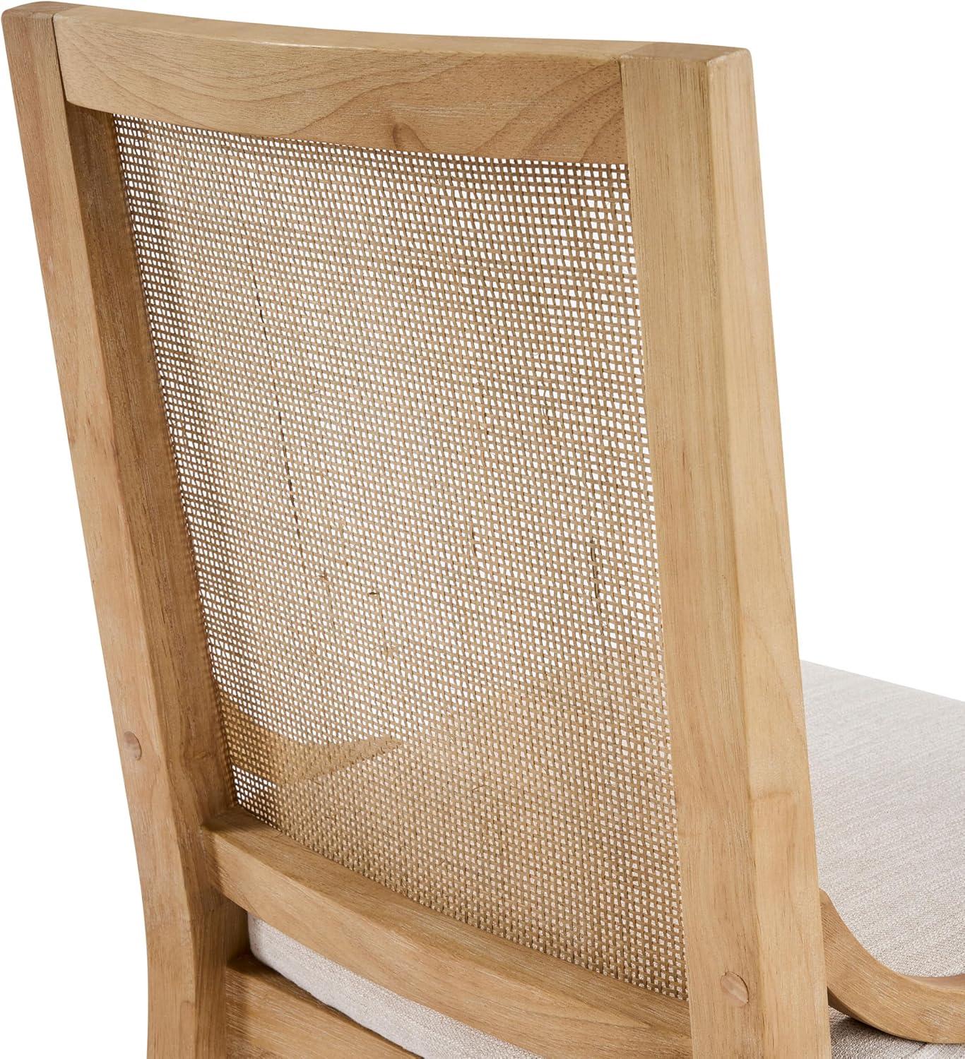 image:imageChristopher Knight Home Relinga French Country Upholstered Dining Chairs Set of 2 Wooden Dining Room Armless Chair with Cane Backrest High Back Kitchen Side Chair BeigeNaturalBeigenatural