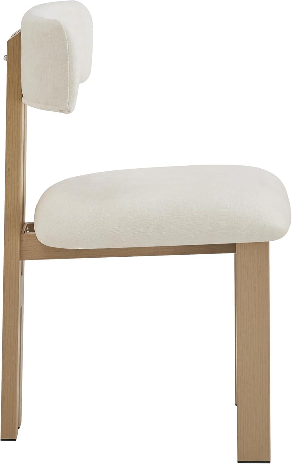 image:imageChristopher Knight Home Rumble Upholstered Dining Chairs Set of 4 Armless Kitchen Dining Room Chairs with H Shape Metal Legs Curved Backrest Kitchen Side Chairs with WoodLike Frame Black WhiteBeige Natural