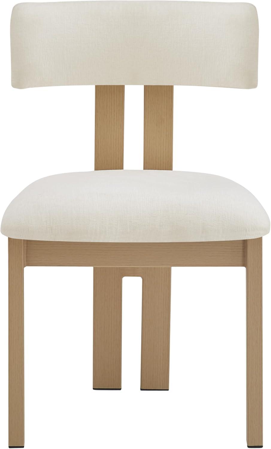 image:imageChristopher Knight Home Rumble Upholstered Dining Chairs Set of 4 Armless Kitchen Dining Room Chairs with H Shape Metal Legs Curved Backrest Kitchen Side Chairs with WoodLike Frame Black WhiteBeige Natural