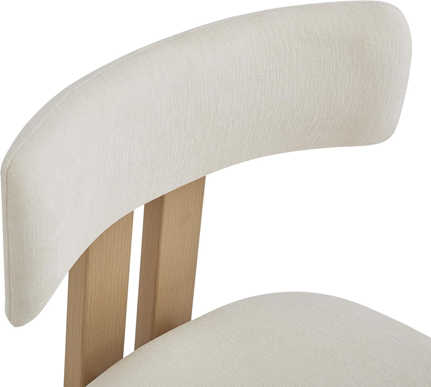 image:imageChristopher Knight Home Rumble Upholstered Dining Chairs Set of 4 Armless Kitchen Dining Room Chairs with H Shape Metal Legs Curved Backrest Kitchen Side Chairs with WoodLike Frame Black WhiteBeige Natural