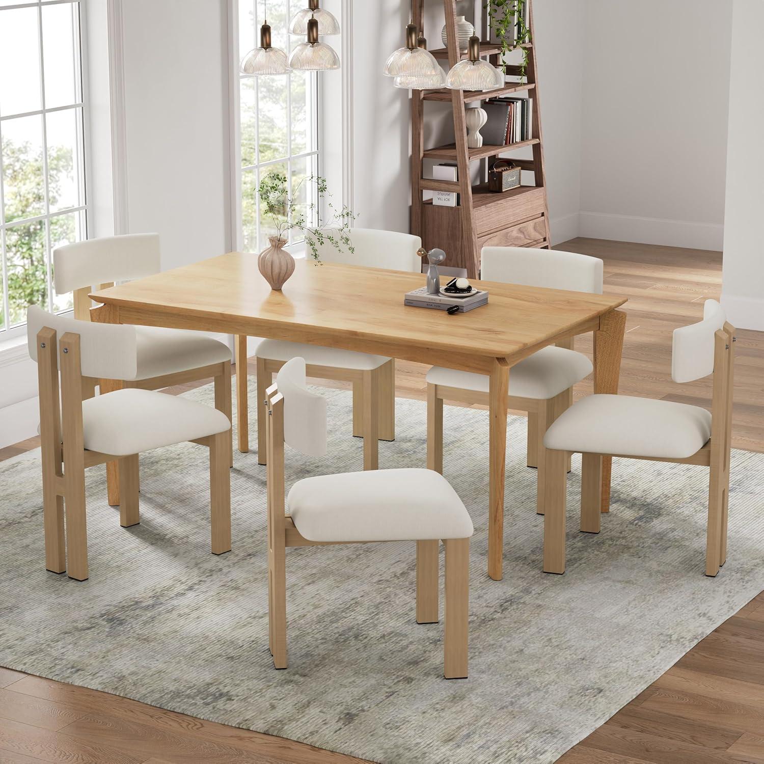 image:imageChristopher Knight Home Rumble Upholstered Dining Chairs Set of 4 Armless Kitchen Dining Room Chairs with H Shape Metal Legs Curved Backrest Kitchen Side Chairs with WoodLike Frame Black WhiteBeige Natural