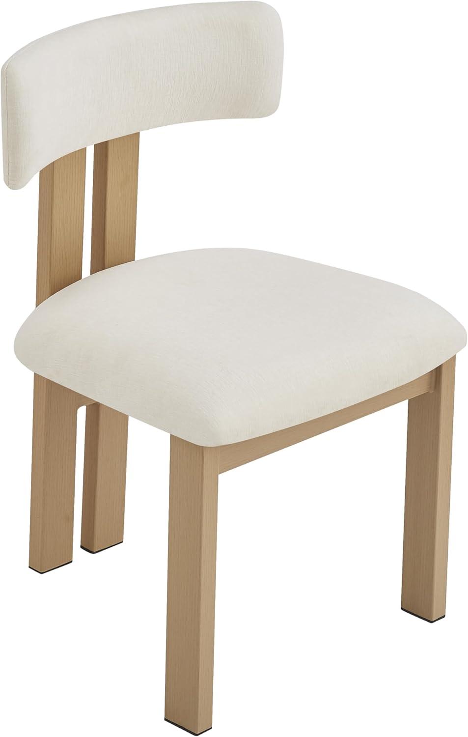 image:imageChristopher Knight Home Rumble Upholstered Dining Chairs Set of 4 Armless Kitchen Dining Room Chairs with H Shape Metal Legs Curved Backrest Kitchen Side Chairs with WoodLike Frame Black WhiteBeige Natural