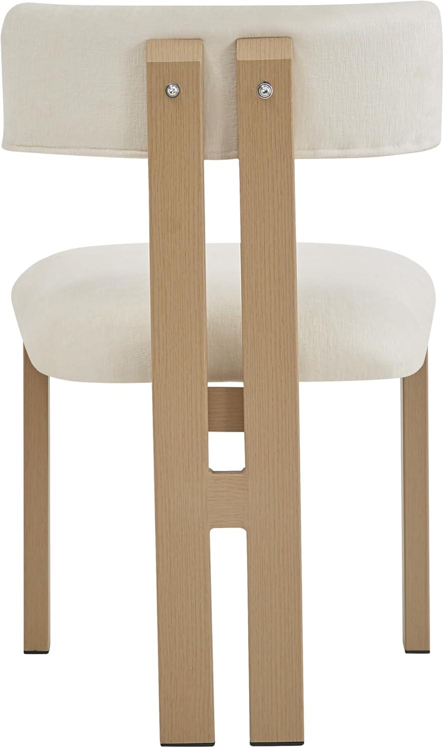 image:imageChristopher Knight Home Rumble Upholstered Dining Chairs Set of 4 Armless Kitchen Dining Room Chairs with H Shape Metal Legs Curved Backrest Kitchen Side Chairs with WoodLike Frame Black WhiteBeige Natural