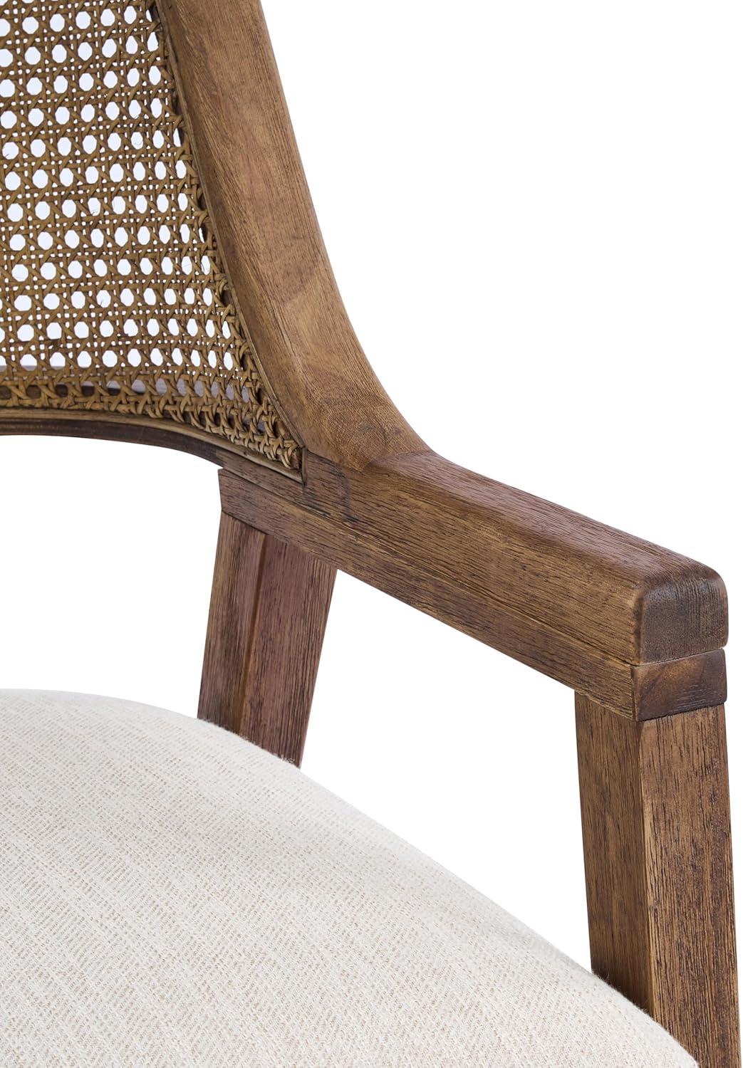 image:imageChristopher Knight Home Scout Dining Chairs Set of 2 Modern Dining Chair with Fabric Upholstery Rubberwood Frame Kitchen Arm Chairs with Cane Webbing Back Extra Seat for Dining Room BeigeWalnutBeigewalnut