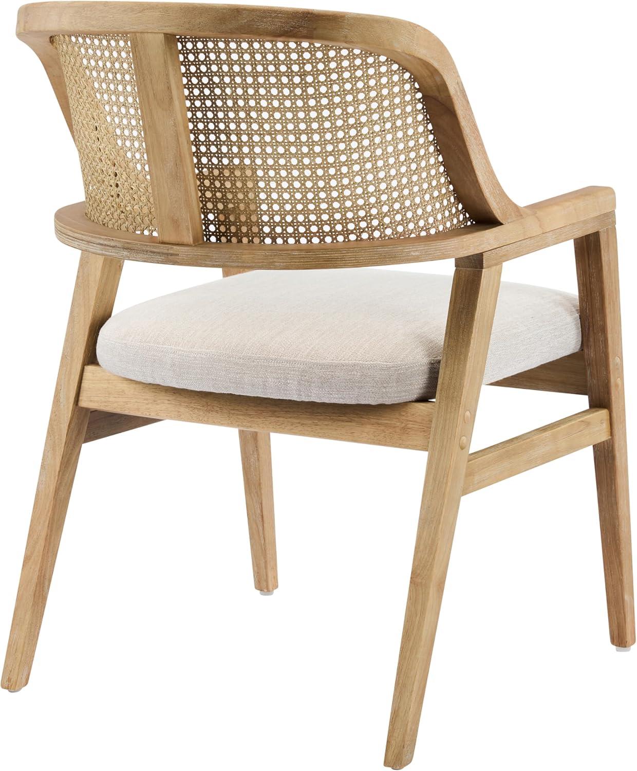 image:imageChristopher Knight Home Scout Dining Chairs Set of 2 Modern Dining Chair with Fabric Upholstery Rubberwood Frame Kitchen Arm Chairs with Cane Webbing Back Extra Seat for Dining Room BeigeWalnutBeigenatural