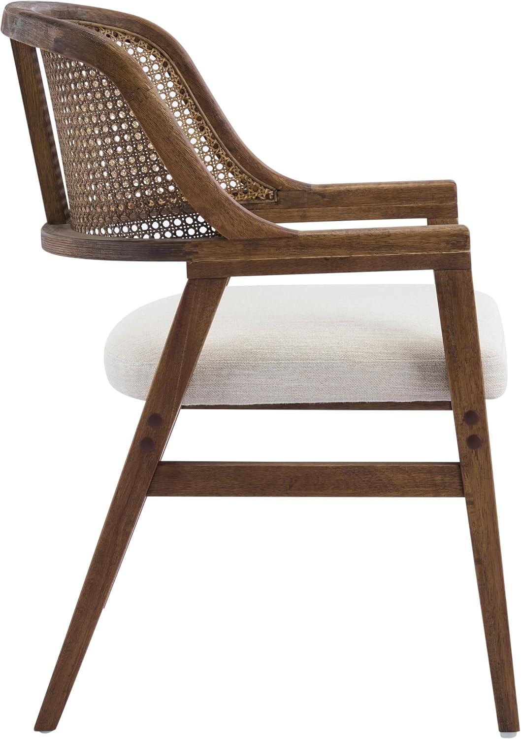 image:imageChristopher Knight Home Scout Dining Chairs Set of 2 Modern Dining Chair with Fabric Upholstery Rubberwood Frame Kitchen Arm Chairs with Cane Webbing Back Extra Seat for Dining Room BeigeWalnutBeigewalnut