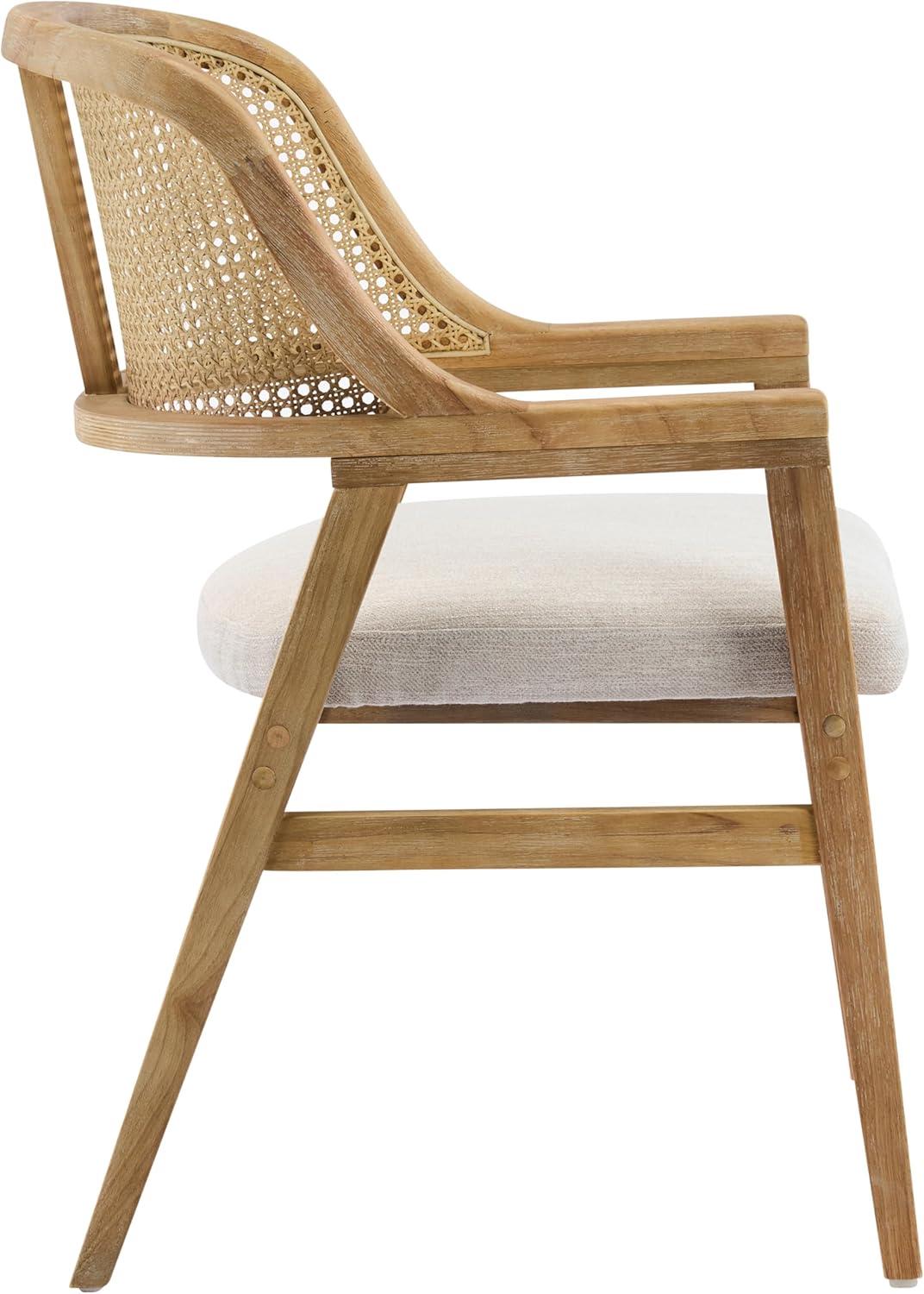image:imageChristopher Knight Home Scout Dining Chairs Set of 2 Modern Dining Chair with Fabric Upholstery Rubberwood Frame Kitchen Arm Chairs with Cane Webbing Back Extra Seat for Dining Room BeigeWalnutBeigenatural