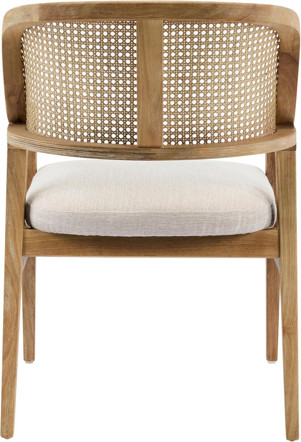 image:imageChristopher Knight Home Scout Dining Chairs Set of 2 Modern Dining Chair with Fabric Upholstery Rubberwood Frame Kitchen Arm Chairs with Cane Webbing Back Extra Seat for Dining Room BeigeWalnutBeigenatural