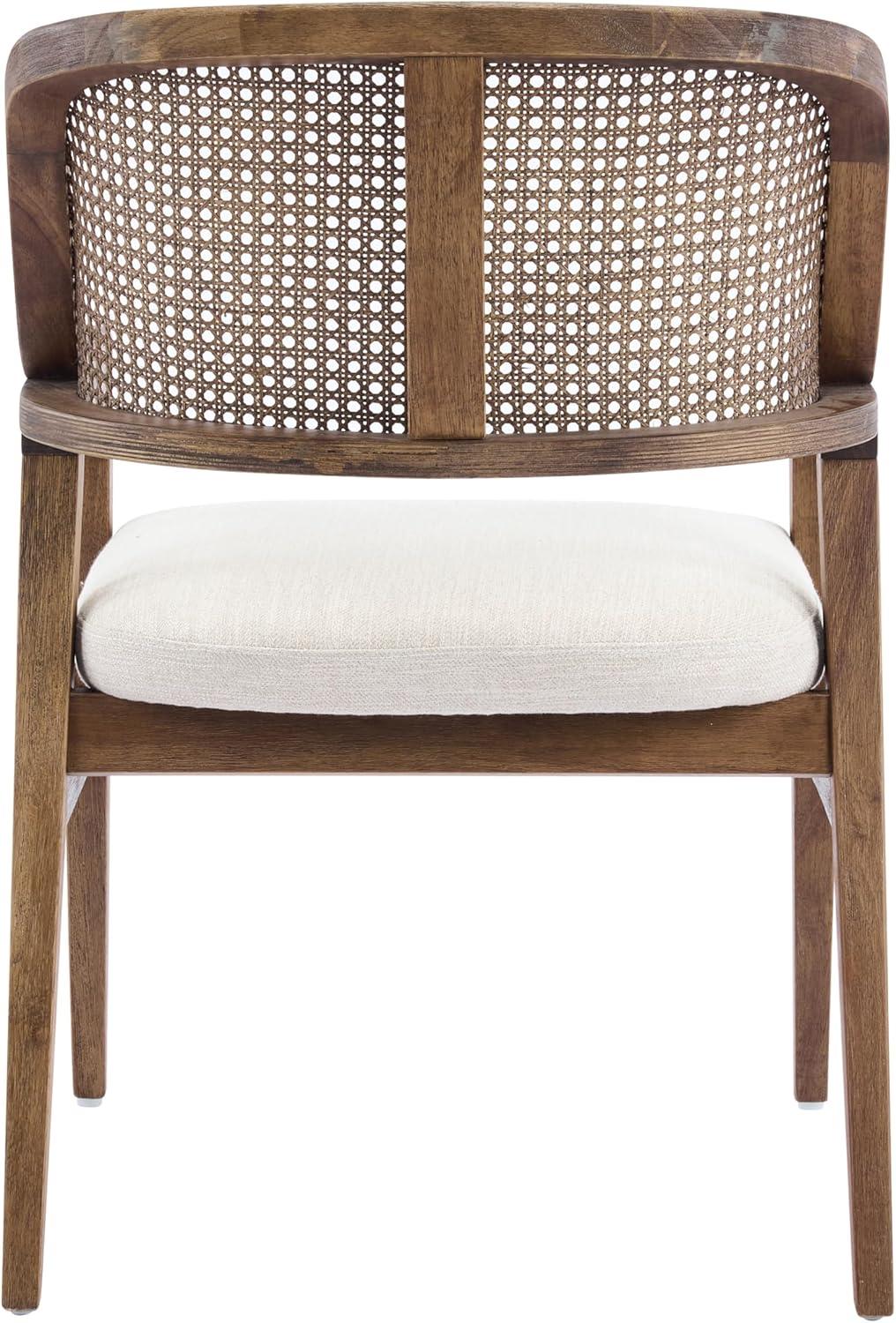 image:imageChristopher Knight Home Scout Dining Chairs Set of 2 Modern Dining Chair with Fabric Upholstery Rubberwood Frame Kitchen Arm Chairs with Cane Webbing Back Extra Seat for Dining Room BeigeWalnutBeigewalnut
