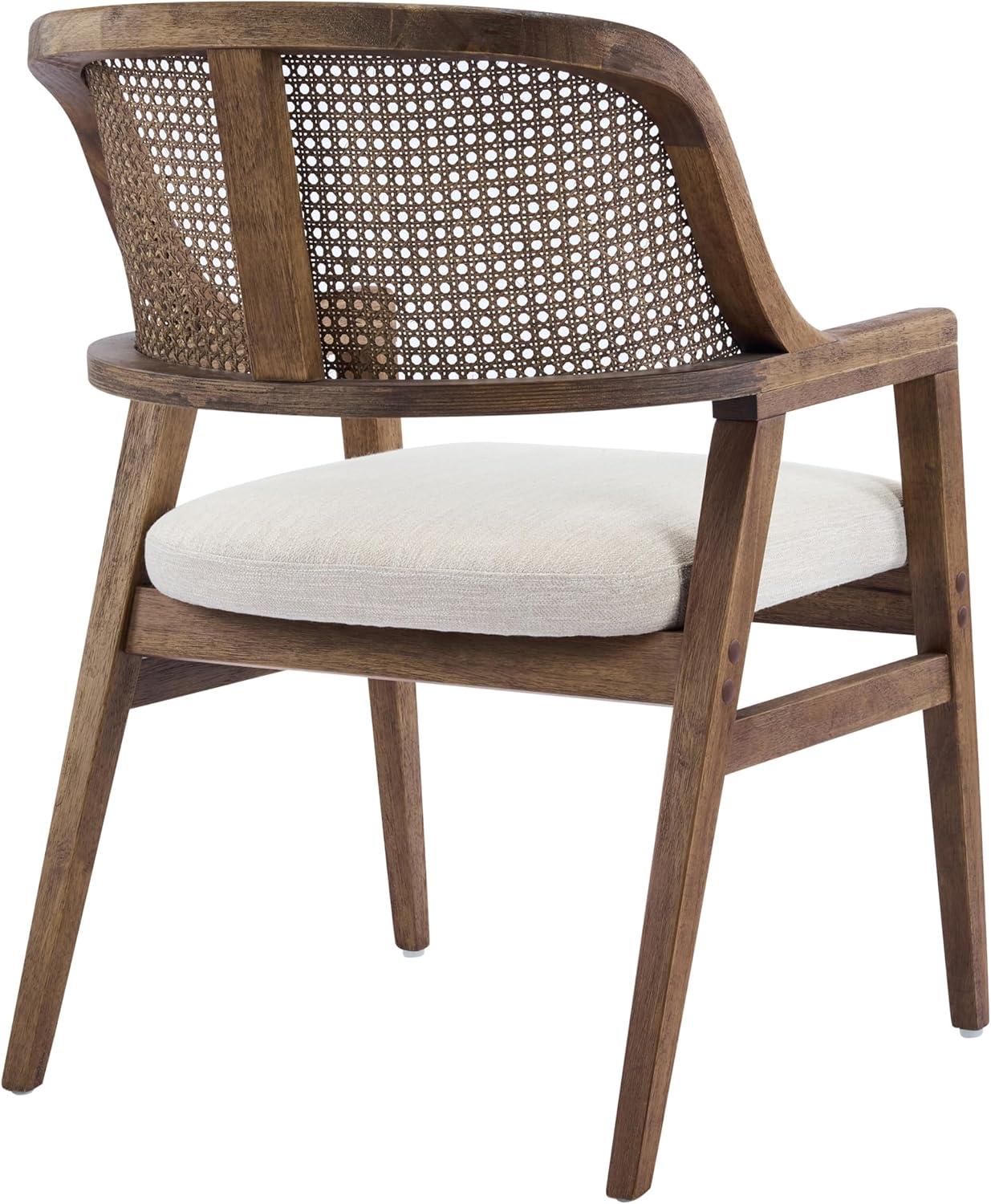 image:imageChristopher Knight Home Scout Dining Chairs Set of 2 Modern Dining Chair with Fabric Upholstery Rubberwood Frame Kitchen Arm Chairs with Cane Webbing Back Extra Seat for Dining Room BeigeWalnutBeigewalnut