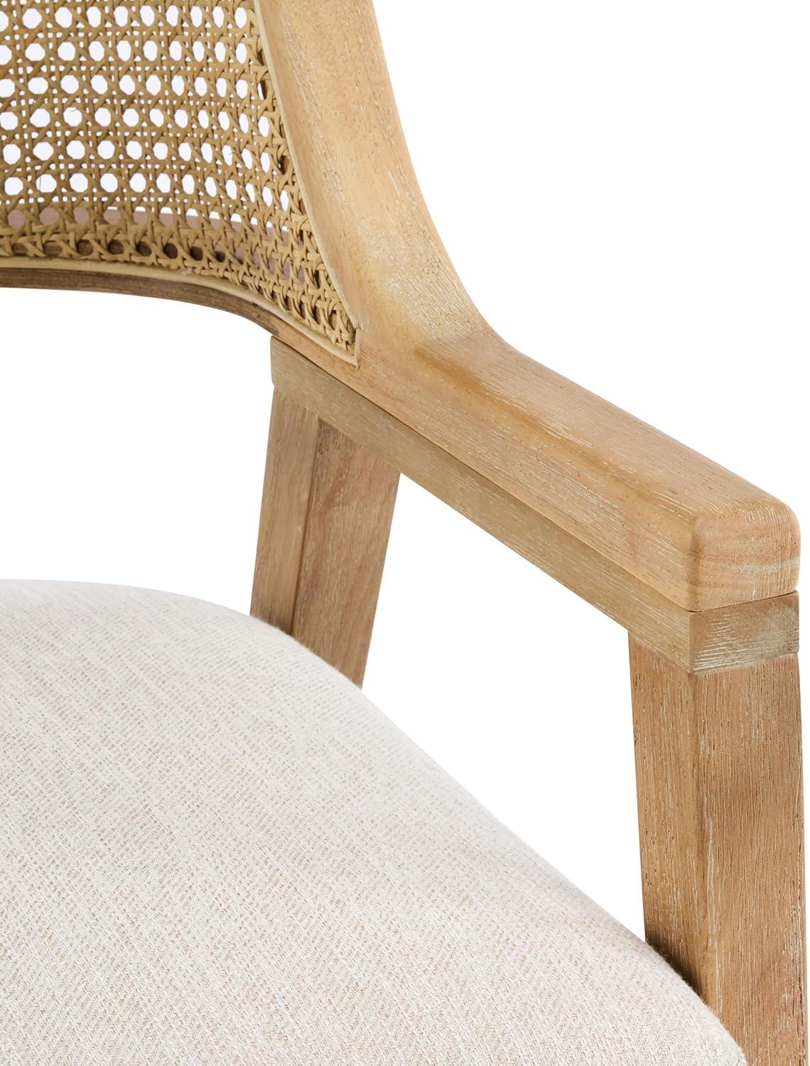 image:imageChristopher Knight Home Scout Dining Chairs Set of 2 Modern Dining Chair with Fabric Upholstery Rubberwood Frame Kitchen Arm Chairs with Cane Webbing Back Extra Seat for Dining Room BeigeWalnutBeigenatural