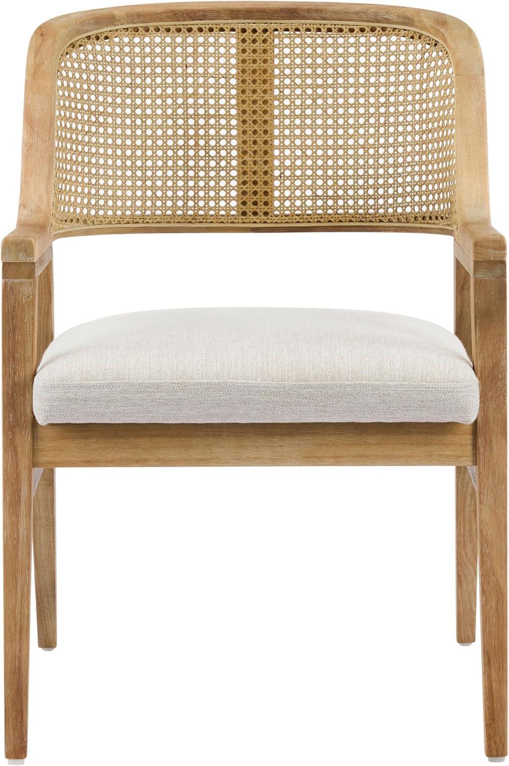 image:imageChristopher Knight Home Scout Dining Chairs Set of 2 Modern Dining Chair with Fabric Upholstery Rubberwood Frame Kitchen Arm Chairs with Cane Webbing Back Extra Seat for Dining Room BeigeWalnutBeigenatural