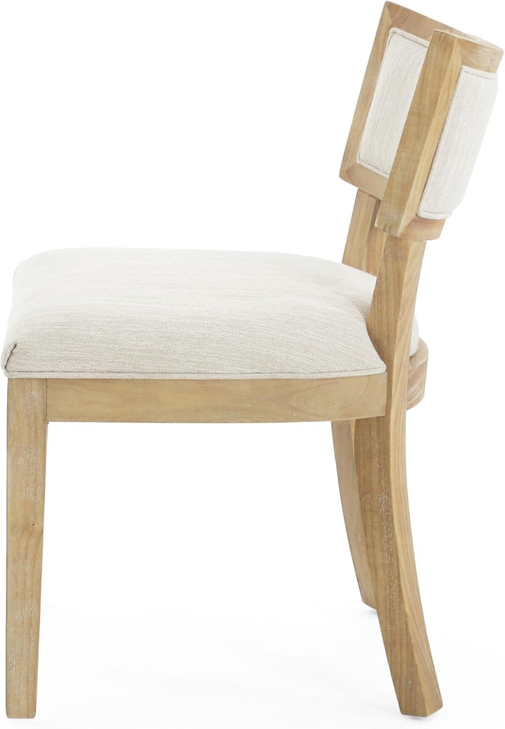 image:imageChristopher Knight Home Set of 2 Indoor Fabric Upholstered Armless Dining Chairs with Rubberwood Legs and King Louis Back Wood Frame Soft Chairs for Dining RoomKitchen Restaurant Natural and Beige