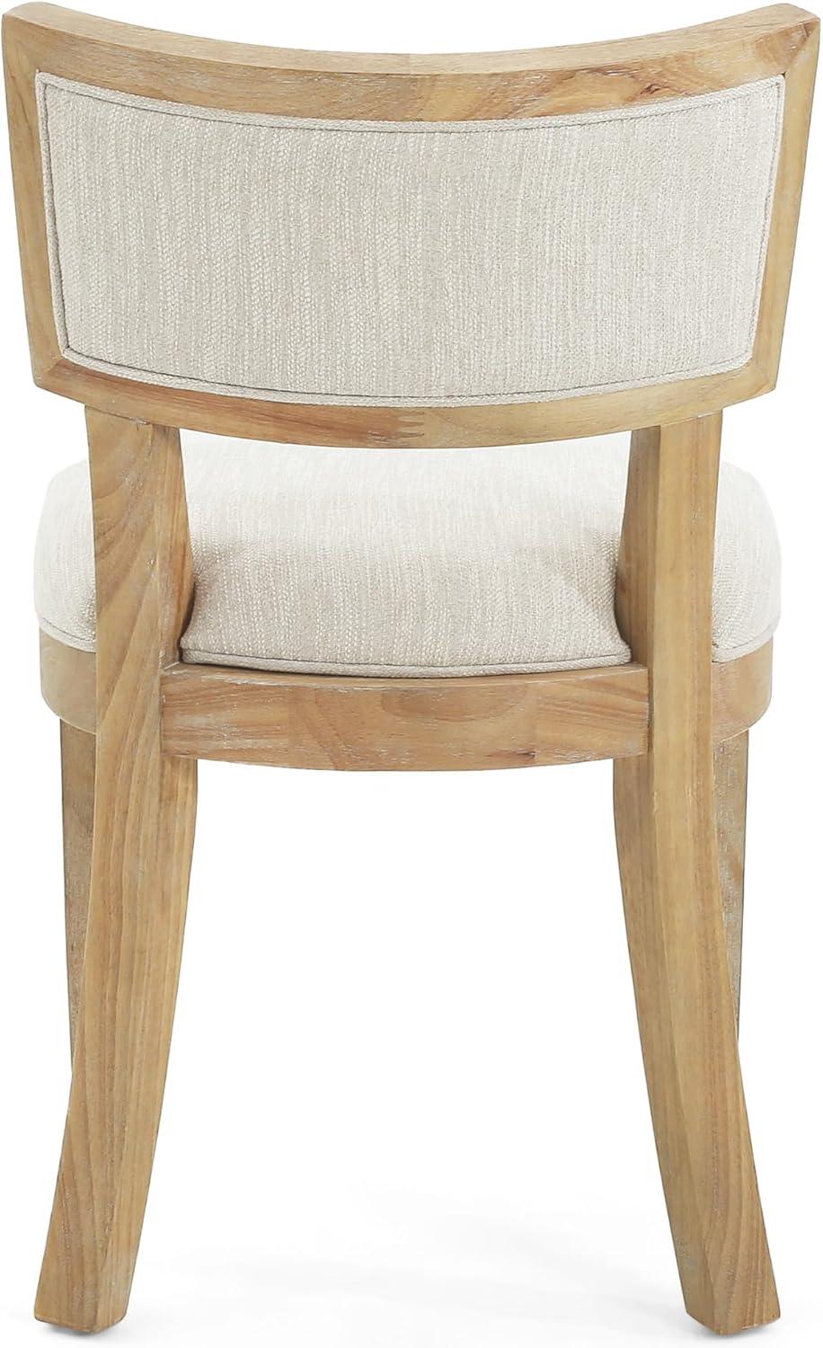 image:imageChristopher Knight Home Set of 2 Indoor Fabric Upholstered Armless Dining Chairs with Rubberwood Legs and King Louis Back Wood Frame Soft Chairs for Dining RoomKitchen Restaurant Natural and Beige
