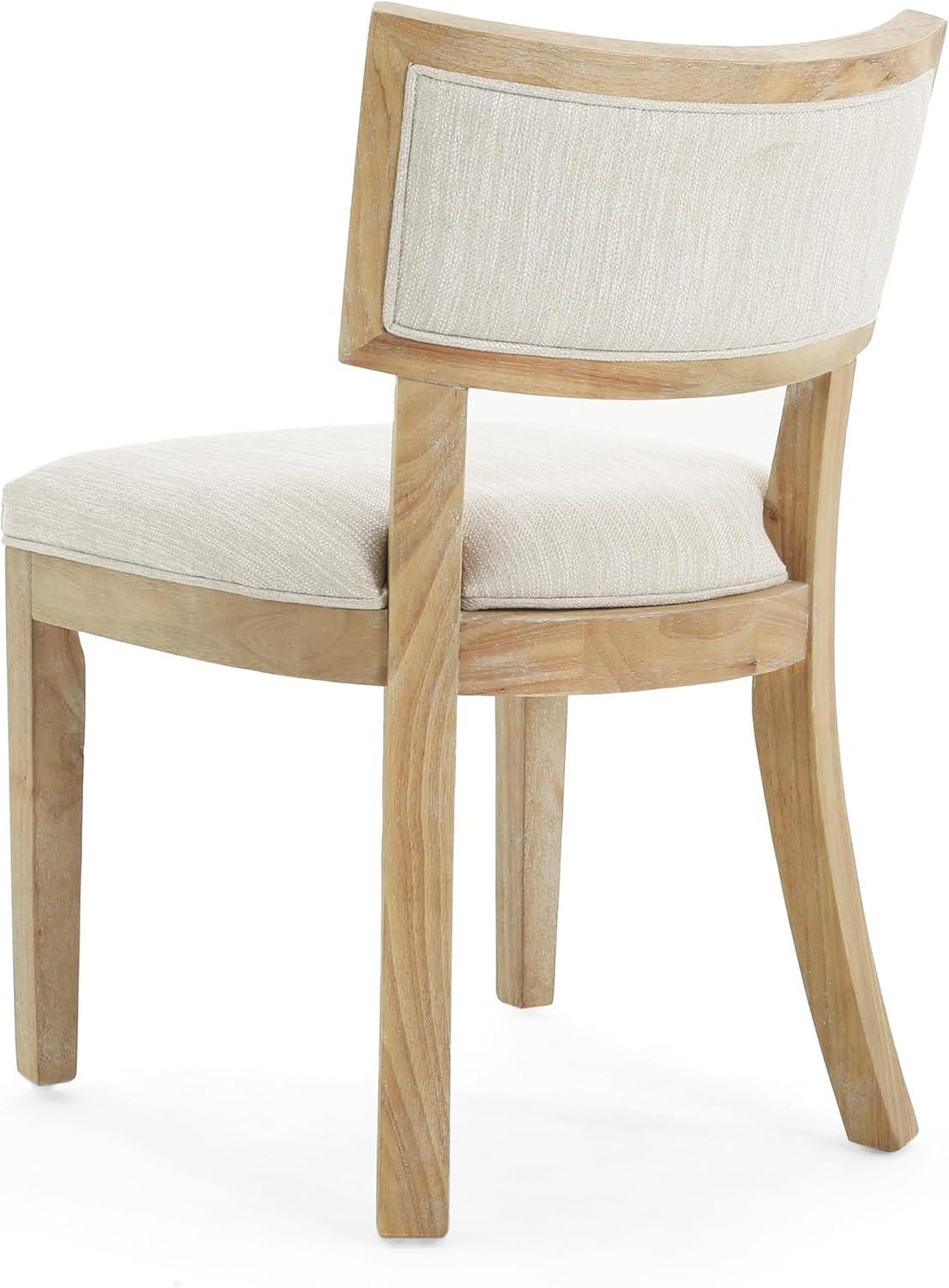 image:imageChristopher Knight Home Set of 2 Indoor Fabric Upholstered Armless Dining Chairs with Rubberwood Legs and King Louis Back Wood Frame Soft Chairs for Dining RoomKitchen Restaurant Natural and Beige