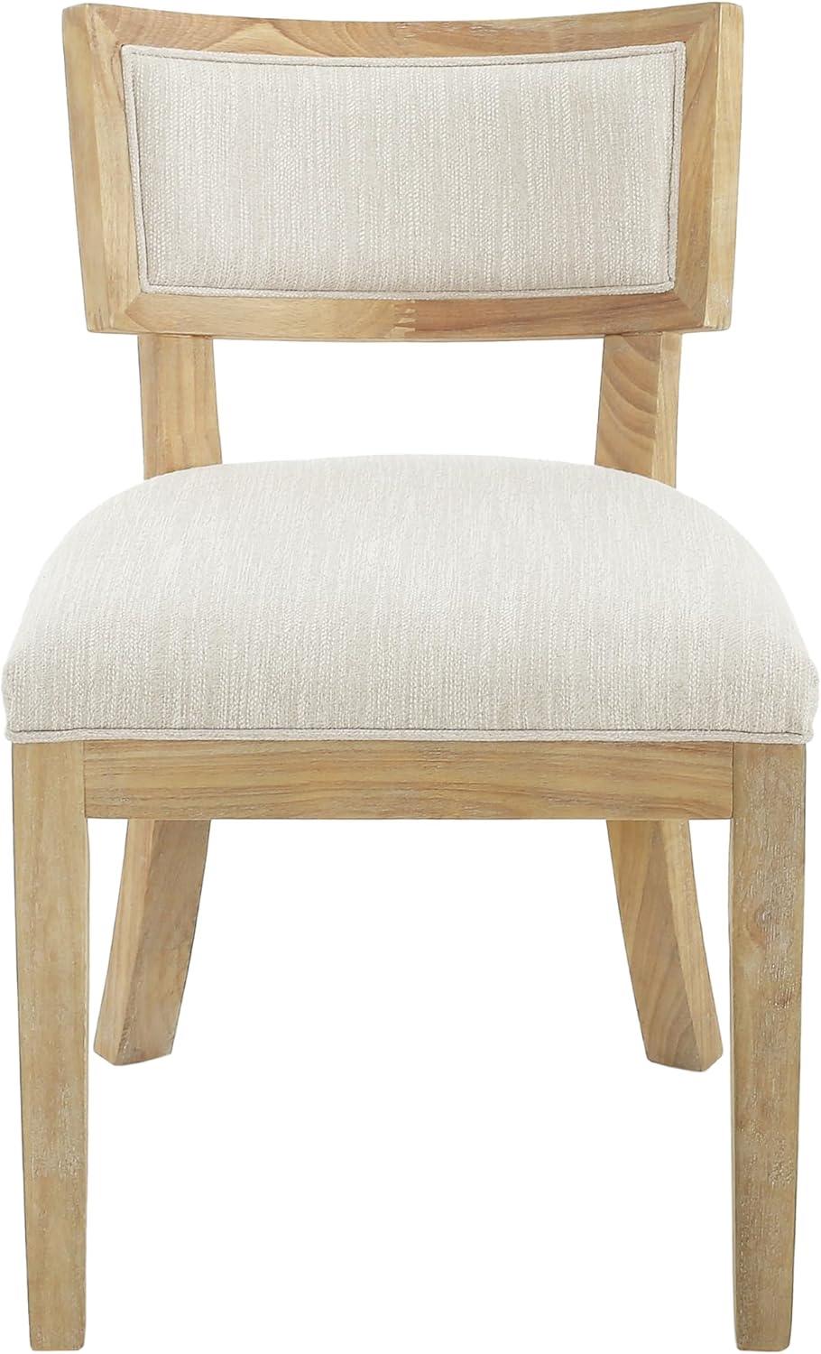 image:imageChristopher Knight Home Set of 2 Indoor Fabric Upholstered Armless Dining Chairs with Rubberwood Legs and King Louis Back Wood Frame Soft Chairs for Dining RoomKitchen Restaurant Natural and Beige