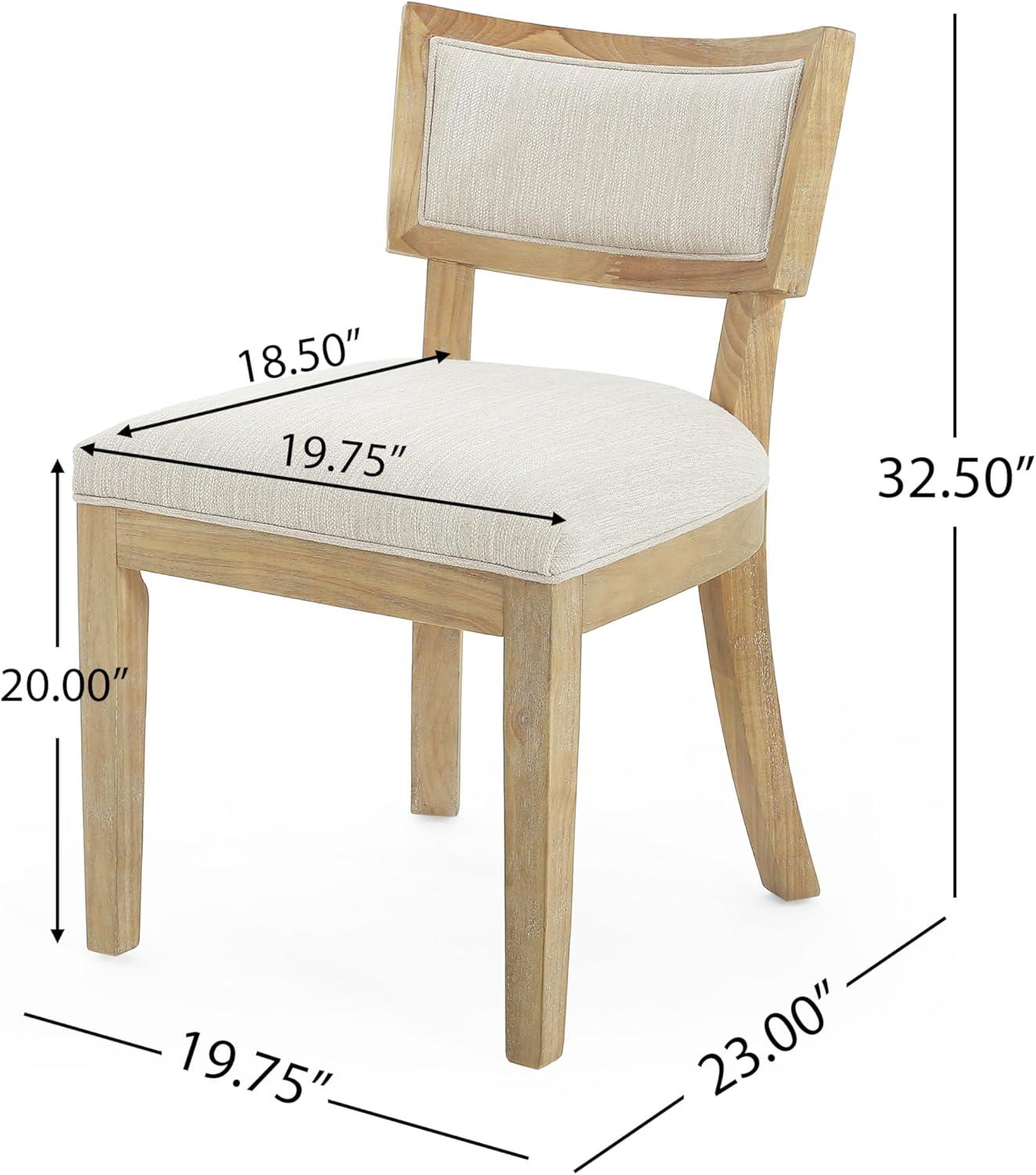 image:imageChristopher Knight Home Set of 2 Indoor Fabric Upholstered Armless Dining Chairs with Rubberwood Legs and King Louis Back Wood Frame Soft Chairs for Dining RoomKitchen Restaurant Natural and Beige