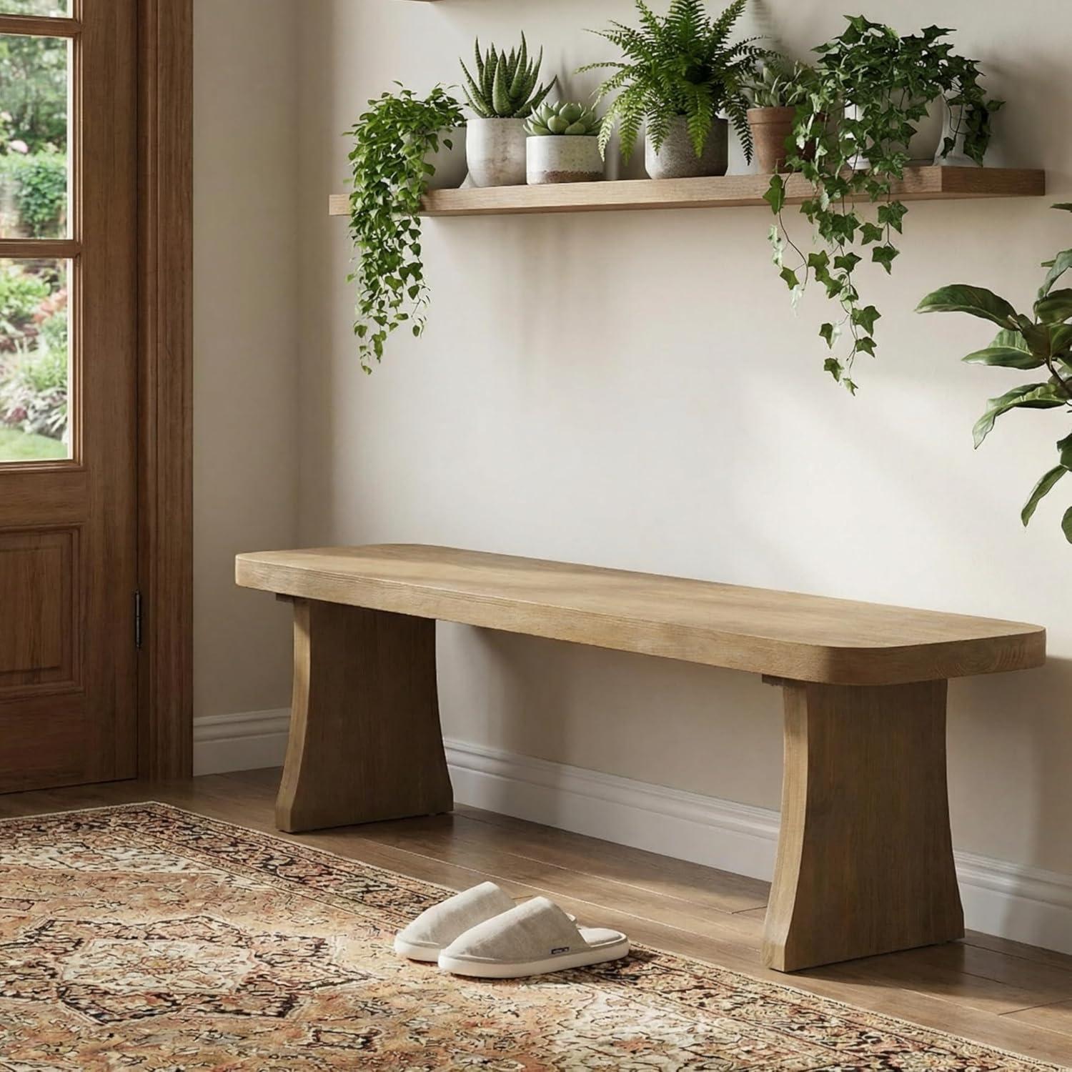 image:imageChristopher Knight Home Solley 63 Indoor Pine Dining Bench Solid Wood Bench Seat for Dining Table Rectangular Dining Seat Spacious Seating Long Footstool for Living Room Dining Room Pine Wood