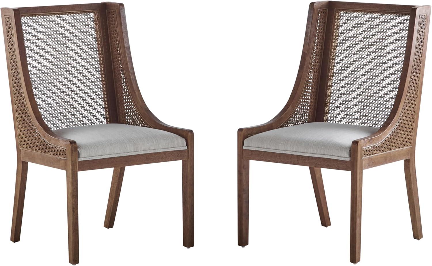 image:imageChristopher Knight Home Spone 7Piece Dining Table Set for 6 Wooden Extendable Dining Room Table Set for 46 People Upholstered Dining Chairs Set with Cane Webbing Beige Brown Walnut
