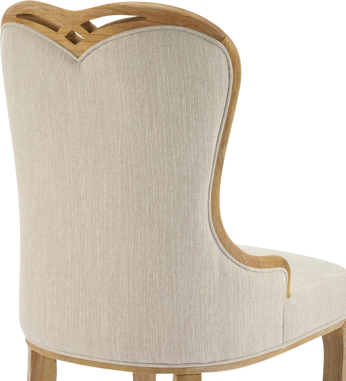 image:imageChristopher Knight Home Tako Sturdy Rubberwood Dining Chairs Set of 4 Wingback Upholstered Armchair Set of 4 with Sculpted Legs Comfy Dining Room Chairs with HeartInspired Back Natural