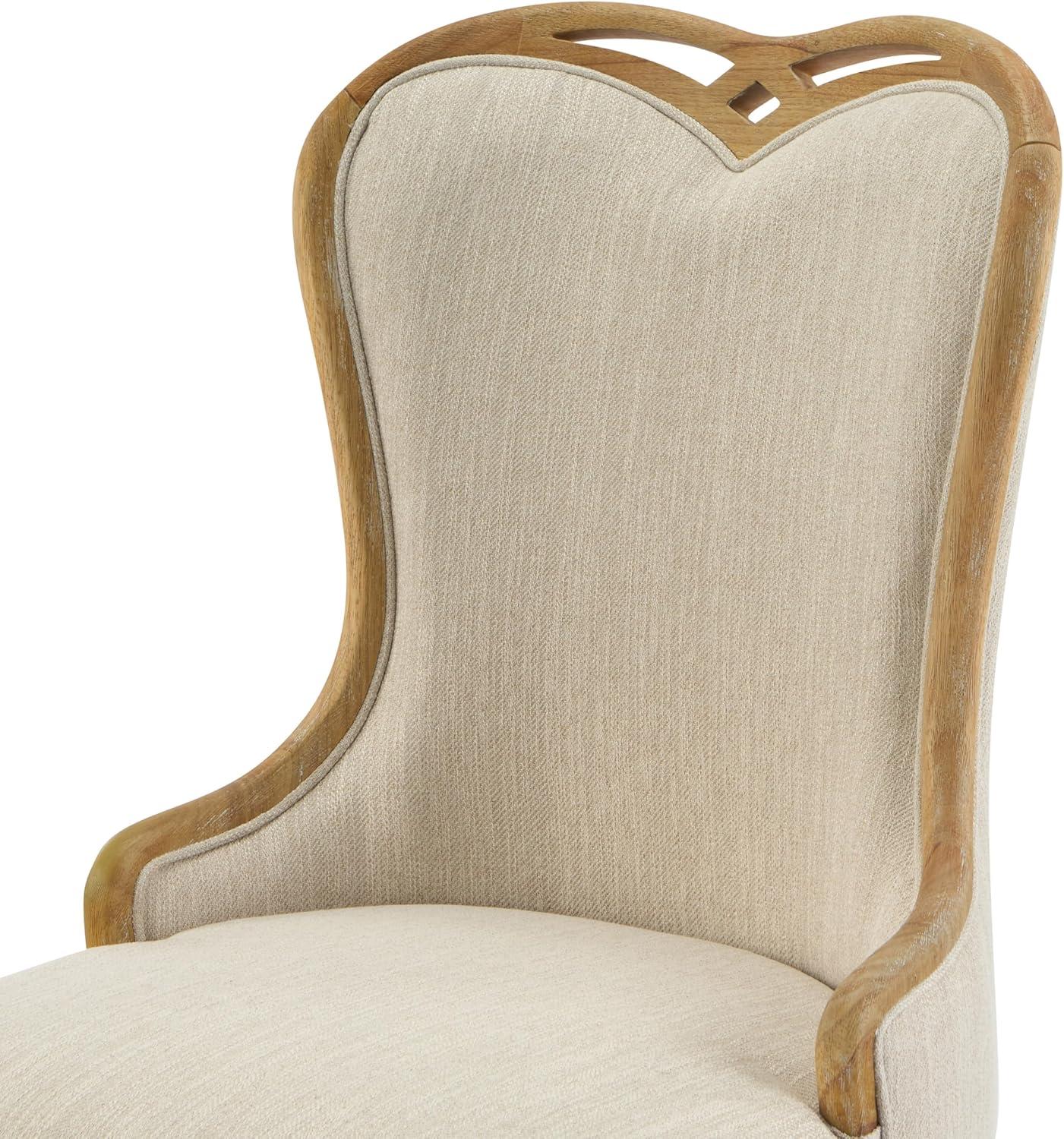 image:imageChristopher Knight Home Tako Sturdy Rubberwood Dining Chairs Set of 4 Wingback Upholstered Armchair Set of 4 with Sculpted Legs Comfy Dining Room Chairs with HeartInspired Back Natural