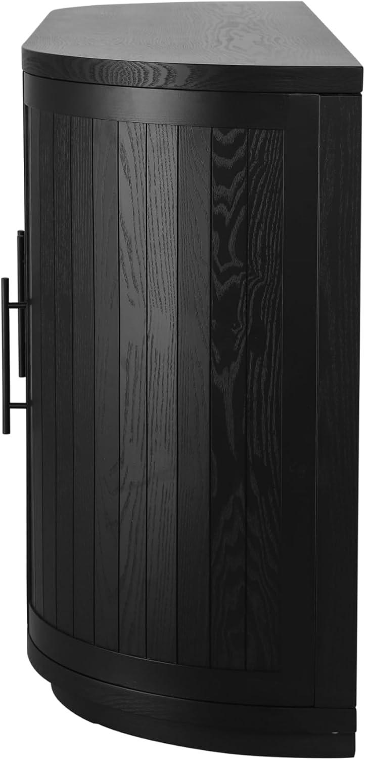image:imageChristopher Knight Home Tian Modern Wooden Kitchen Sideboard Cabinet with Metal Handles Living Room Storage Cabinet with Shelves Spacious Dining Room Cupboard with 4 Doors Curved Form NaturalBlack