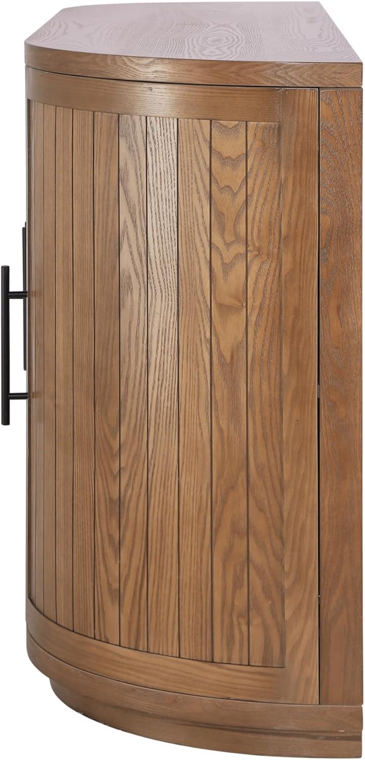 image:imageChristopher Knight Home Tian Modern Wooden Kitchen Sideboard Cabinet with Metal Handles Living Room Storage Cabinet with Shelves Spacious Dining Room Cupboard with 4 Doors Curved Form NaturalNatural