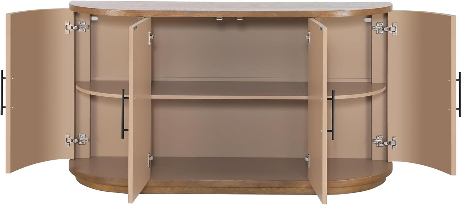 image:imageChristopher Knight Home Tian Modern Wooden Kitchen Sideboard Cabinet with Metal Handles Living Room Storage Cabinet with Shelves Spacious Dining Room Cupboard with 4 Doors Curved Form NaturalNatural
