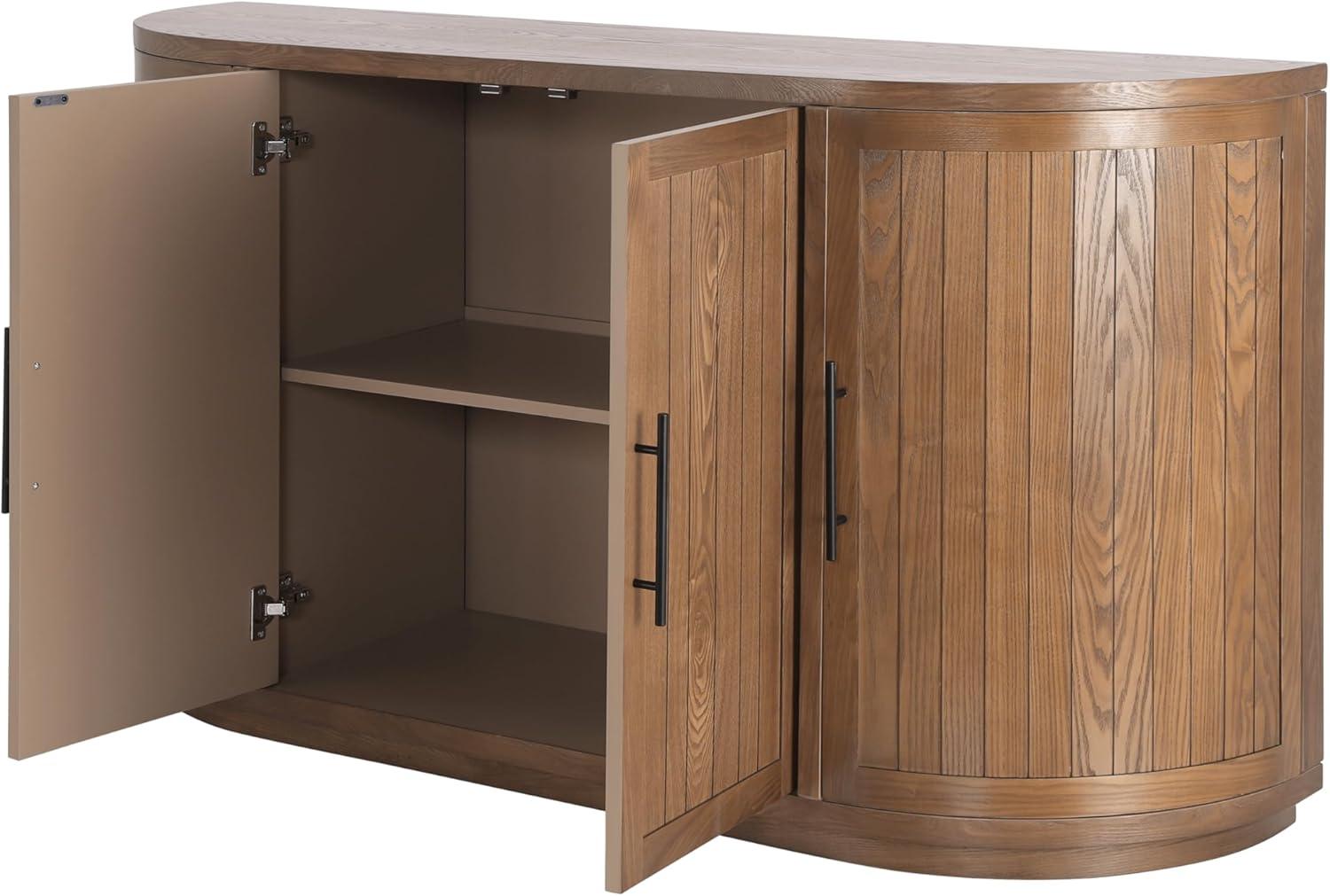 image:imageChristopher Knight Home Tian Modern Wooden Kitchen Sideboard Cabinet with Metal Handles Living Room Storage Cabinet with Shelves Spacious Dining Room Cupboard with 4 Doors Curved Form NaturalNatural