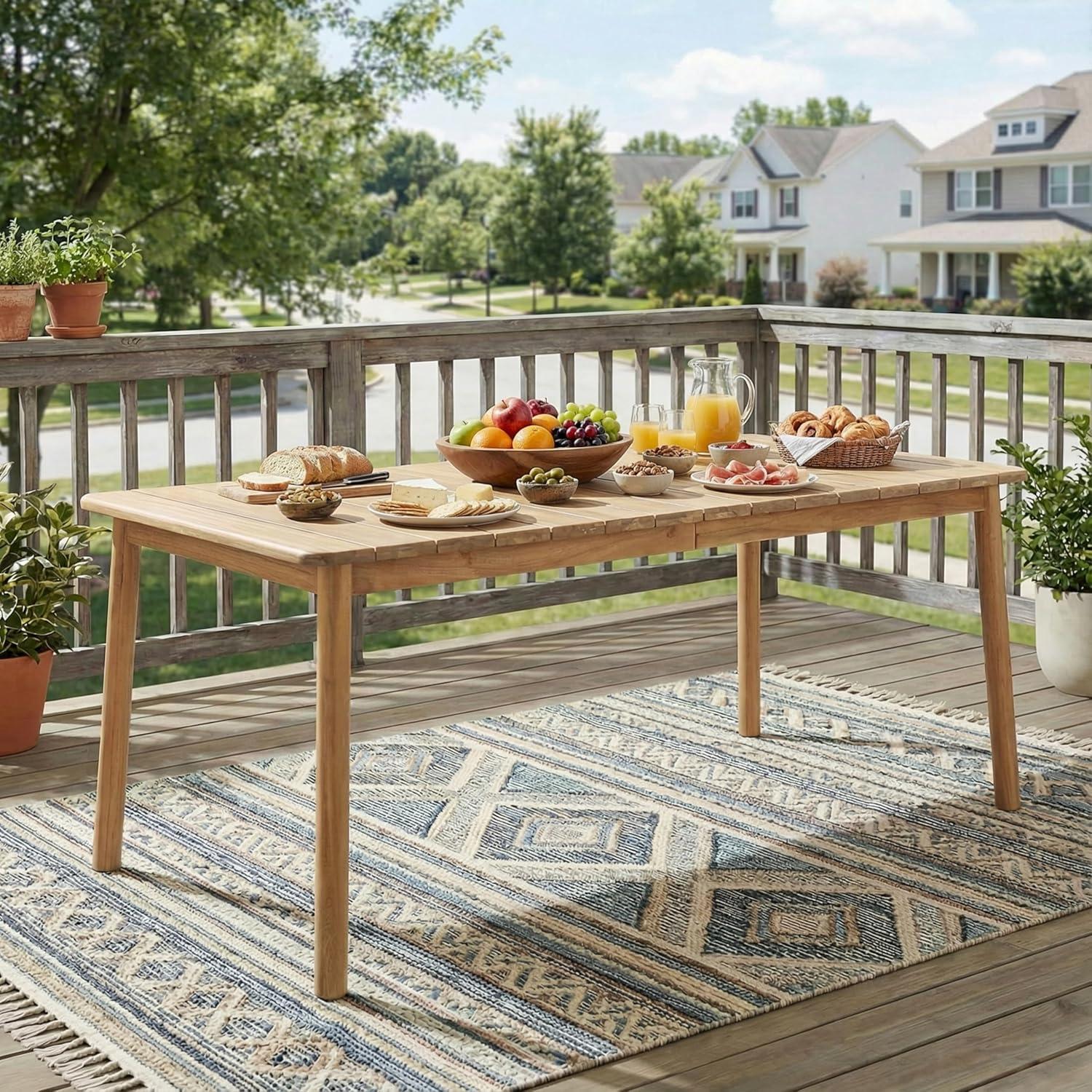 image:imageChristopher Knight Home Visola 79 Farmhouse Patio Acacia Wood Dining Table Indoor and Outdoor Dining Room Table for 8 Persons Rectangular Dining Table for BackyardGarden Light TeakLight Teak