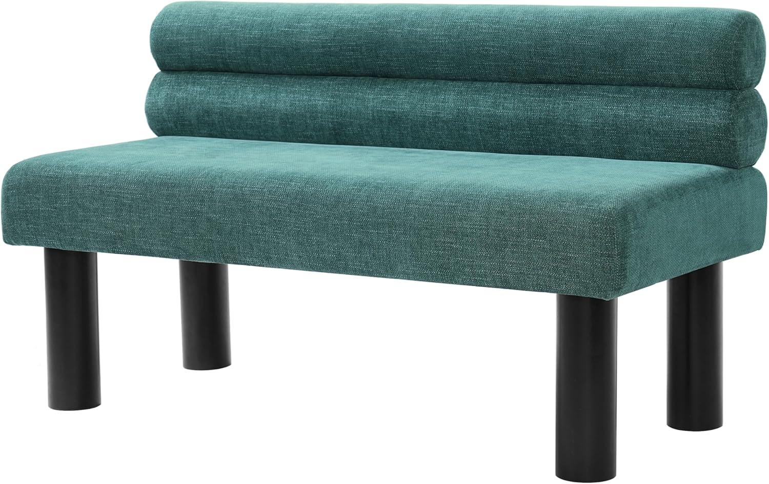 image:imageChristopher Knight Home Wally Fabric Upholstered Dining Bench Long Dining Room Chair Wooden Entryway Bench Bedroom End of Bed Bench YellowNaturalTeal Greenblack