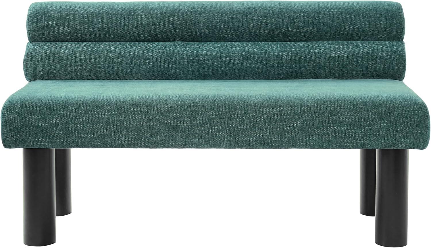image:imageChristopher Knight Home Wally Fabric Upholstered Dining Bench Long Dining Room Chair Wooden Entryway Bench Bedroom End of Bed Bench YellowNaturalTeal Greenblack