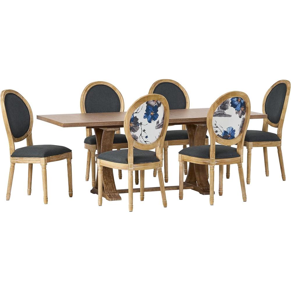 image:imageChristopher Knight Home Derring 7 Piece Dining Set  Dark GrayFloral PrintNatural