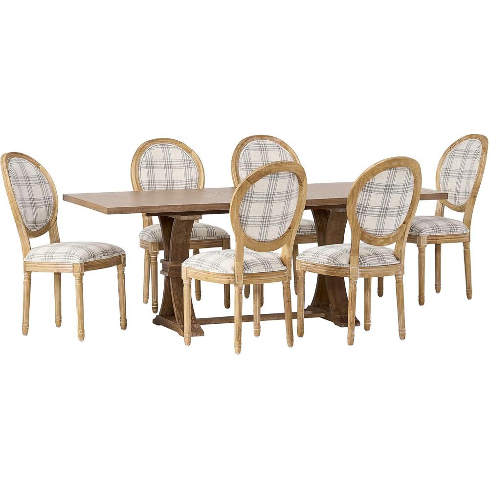 image:imageChristopher Knight Home Derring 7 Piece Dining Set Gray PlaidNatural