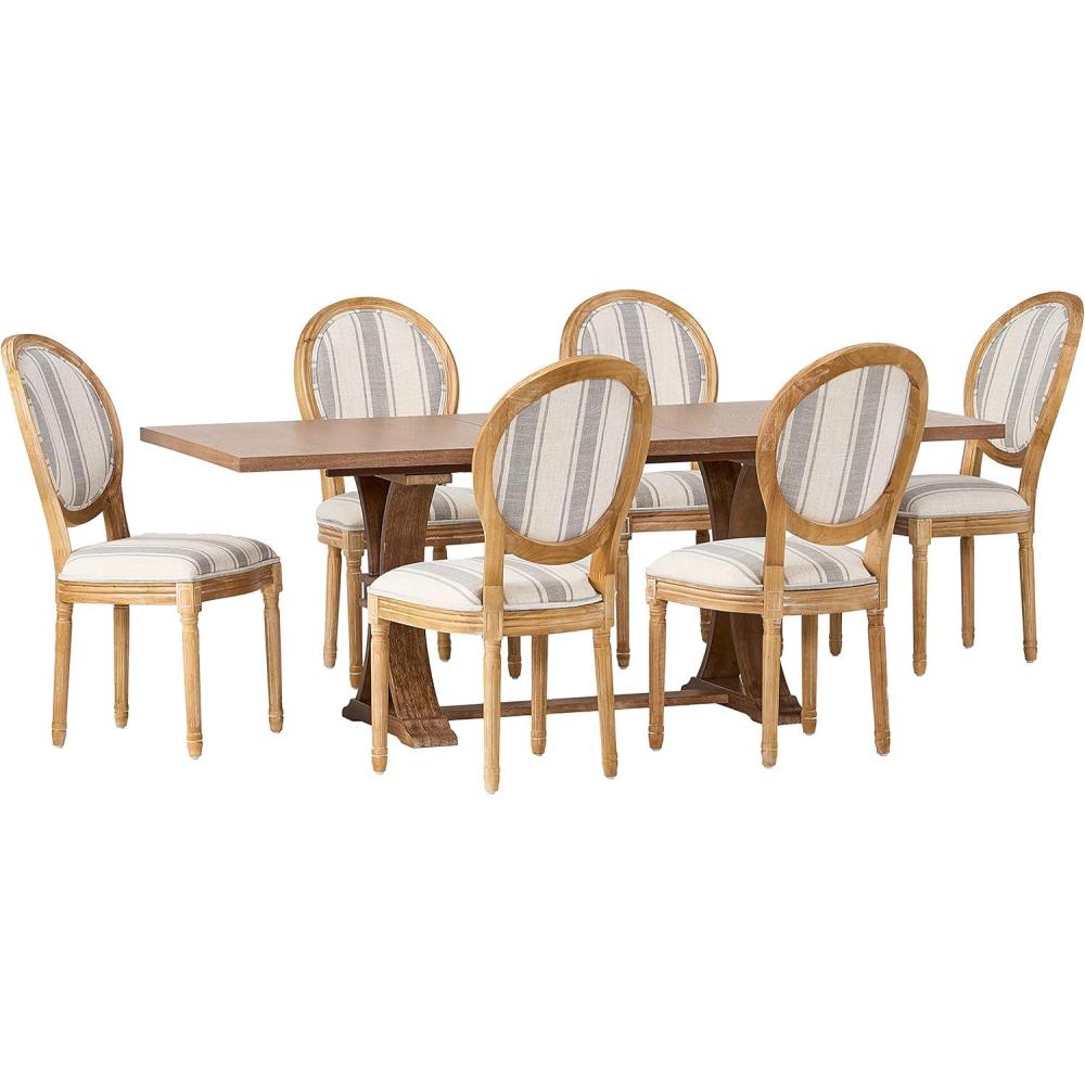 image:imageChristopher Knight Home Derring 7 Piece Dining Set Gray StripeWhite PrintNatural