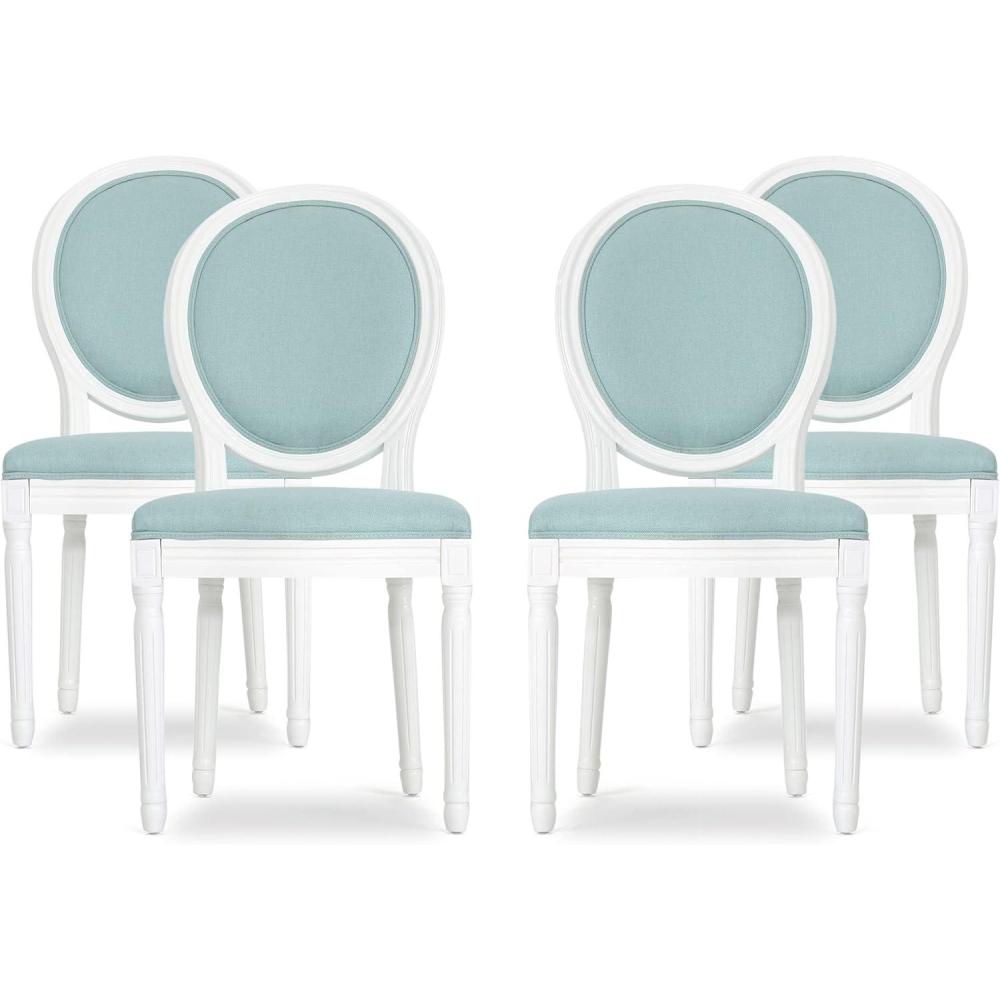 image:imageChristopher Knight Home Gustave French Country Fabric Dining Chairs Set of 4 Light Blue  White