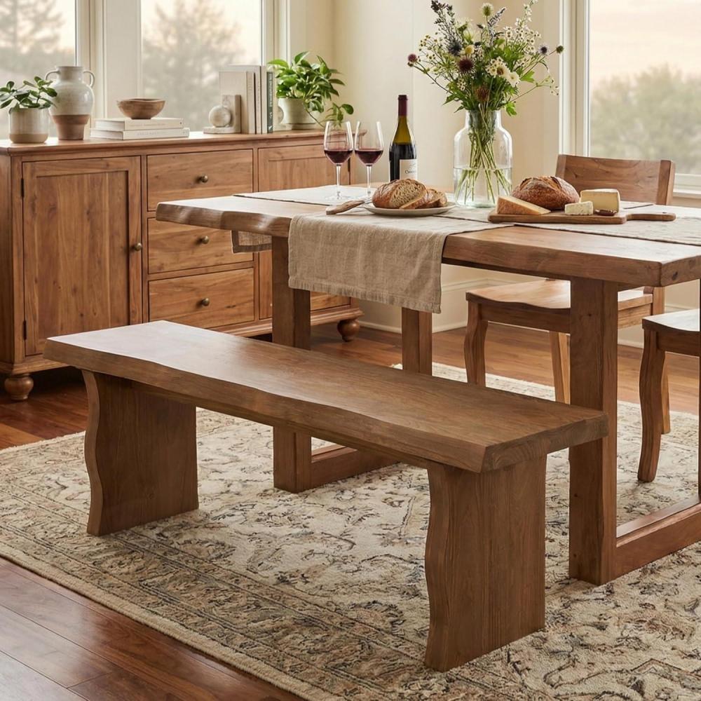 image:imageChristopher Knight Home Hartwell 63 Indoor Pine Dining Bench Solid Wood Bench Seat for Dining Table Rectangular Dining Seat Spacious Seating Long Footstool for Living Room Dining Room Pine Wood