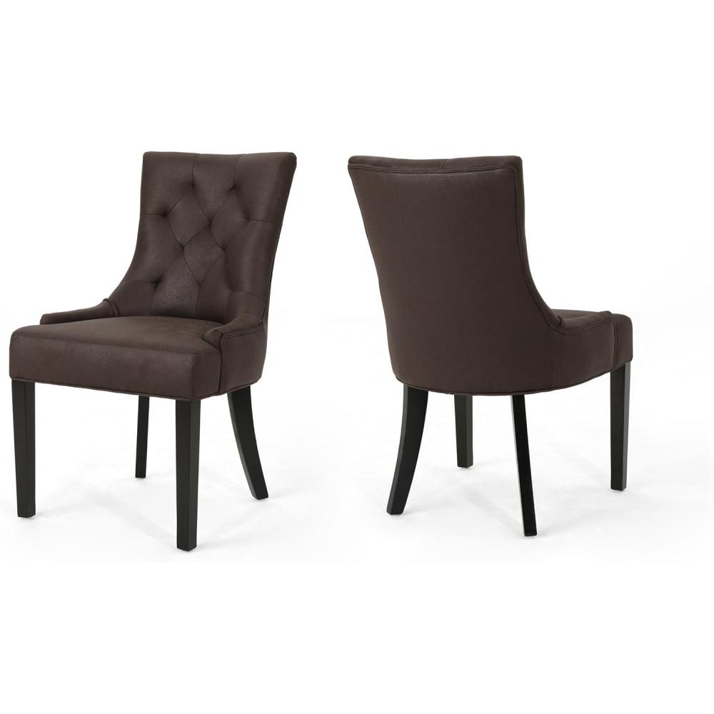 image:imageChristopher Knight Home Hayden Fabric Dining Chairs 2Pcs SetPolyester Light GreyDark Brown Dark Brown
