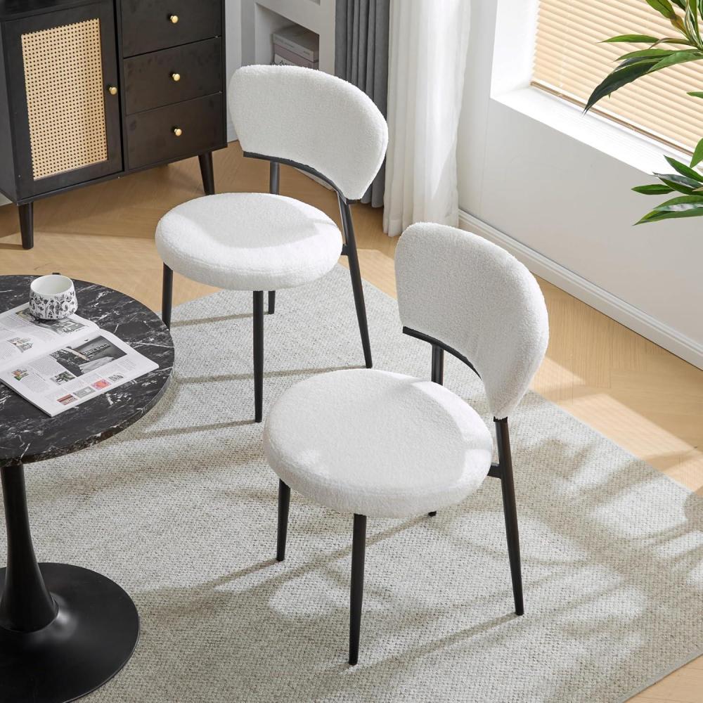 image:imageChristopher Knight Home Hearth Dining Chairs Set of 2 Boucle Upholstered Kitchen Chair Accent Dining Chair Comfy Backrest Chair Durable Metal Frame Dining Chair for Dining Room Kitchen OrangeWhite