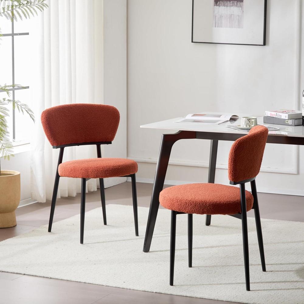 image:imageChristopher Knight Home Hearth Dining Chairs Set of 2 Boucle Upholstered Kitchen Chair Accent Dining Chair Comfy Backrest Chair Durable Metal Frame Dining Chair for Dining Room Kitchen OrangeOrange